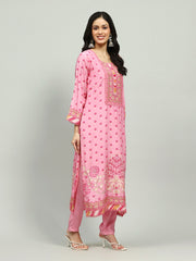Printed Muslin Kurta With Pants & Dupatta