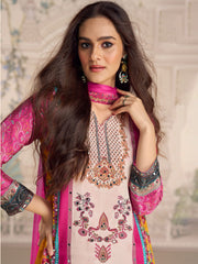 Embroidered Crepe Kurti With Plazzo & Dupatta