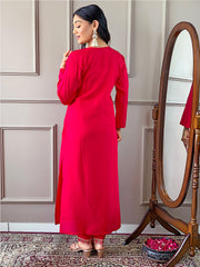 Resham Embroidered Handloom Kurta With Pant & Dupatta