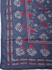 Embroidered Cotton Blend Unstitched Suit With Pant Dupatta