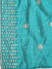 Neck Embroidered Cotton Blend Unstitched Suit With Dupatta