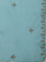 Neck Embroidered Organza Unstitched Suit With Dupatta
