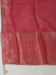 Embroidered Chanderi Unstitched Suit With Pant & Dupatta