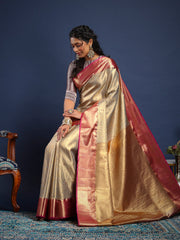 Woven Design Art Silk Unstitched Suit With Pant & Dupatta