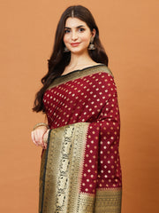 Zari Border Booti Handloom Woven Saree