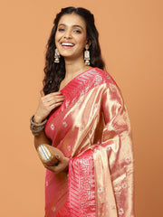 Plain Zari Border Banarasi Woven Saree