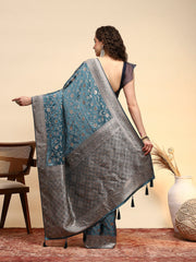 Embroidered Satin Saree