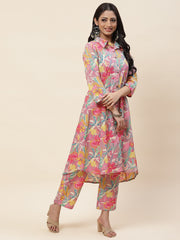 Floral Printed Cotton Kurta With Pants