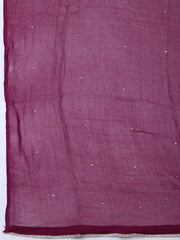 Woven Design Chanderi Wine Unstitched Suit With Pant & Dupatta