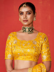 Bandhani Printed Chiffon Woven Saree
