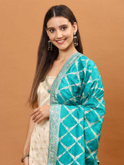 Neck Embroidered Tissue Unstitched Suit Piece With Woven Dupatta