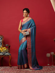 Woven Design Art Silk Lake Blue Saree