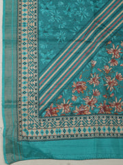 Embroidered Tussar Unstitched Suit With Pant Dupatta