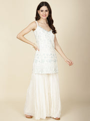 Resham Sequin Embroidered Georgette Kurta With Garara & Dupatta