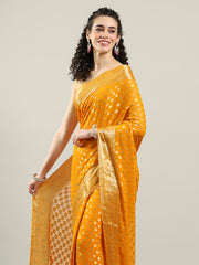 Zari Border Booti Chiffon Woven Saree