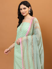 Printed Cotton Unstitched Suit Piece With Dupatta