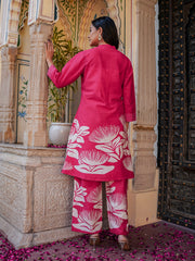 Printed Cotton Blend Kurta With Pants