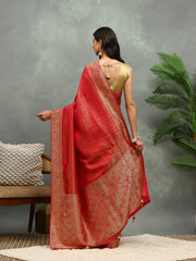 Stone Work Satin Embroidery Saree