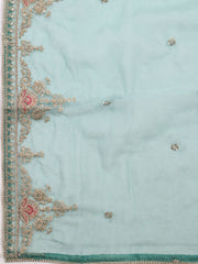 Neck Embroidered Chanderi Unstitched Suit With Dupatta