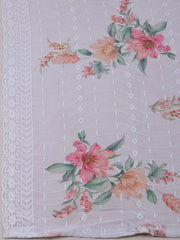 Embroidered Georgette Off White Unstitched Suit With Pant & Dupatta