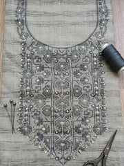 Embroidered Chanderi Unstitched Suit With Pant & Dupatta