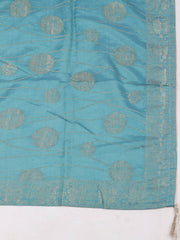 Embroidered Chanderi Sea Green Unstitched Suit With Pant & Dupatta