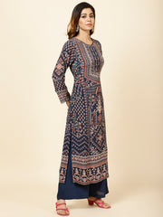 Digital Printed Crepe Kurta With Palazzo & Dupatta