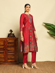 Printed Cotton Suit With Pant & Dupatta