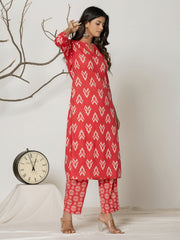 Printed Cotton Blend Kurta With Pants