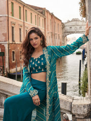 Embroidered Chinon Choli With Plazzo & Jacket
