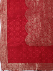 Embroidered Chanderi Unstitched Suit With Pant & Dupatta