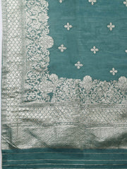 Embroidered Chanderi Unstitched Suit With Pant & Dupatta