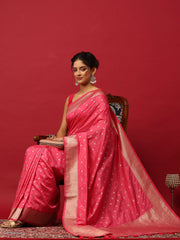Woven Design Art Silk Pink Saree