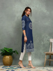 Printed Denim Kurta