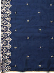 Embroidered Chanderi Unstitched Suit With Pant & Dupatta