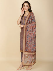 Kantha Embroidery & Printed Chanderi Unstitched Suit Piece With Dupatta