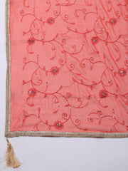 Neck Embroidered Organza Unstitched Suit With Dupatta