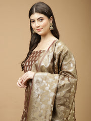 Woven Chanderi Unstitched Suit Piece With Dupatta