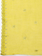 Neck Embroidered Chanderi Unstitched Suit With Dupatta