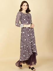 Resham Embroidery Georgette Kurta With Sharara & Dupatta