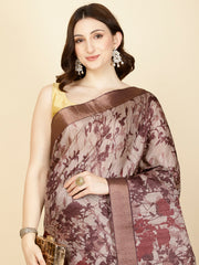 Digital Floral Printed Handloom Saree