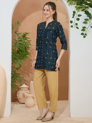 Printed Denim Short Kurti