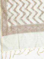 Woven Banarasi Chanderi Unstitched Suit With Dupatta