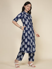 Printed Cotton Blend Kurta With Pants