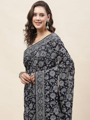 Resham Jaal Embroidery Georgette Saree