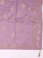 Embroidered Chanderi Lavender Unstitched Suit With Pant & Dupatta
