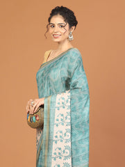 Digital Printed Tussar Woven Saree