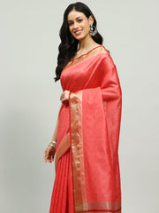 Embroidered Border Booti Art Silk Saree