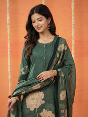 Printed Cotton Blend Kurta With Pant & Dupatta