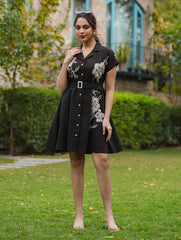 Printed Cotton Blend Dress